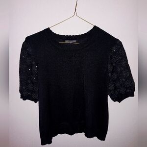 Size XL WOMEN'S Adrianna Papell Elegant Black Lace Sleeve Top